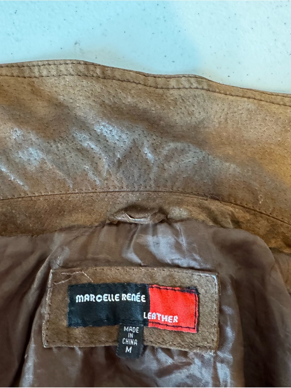 Women's Brown Ruffled Zip-Front Leather Jacket - Picture 9 of 9